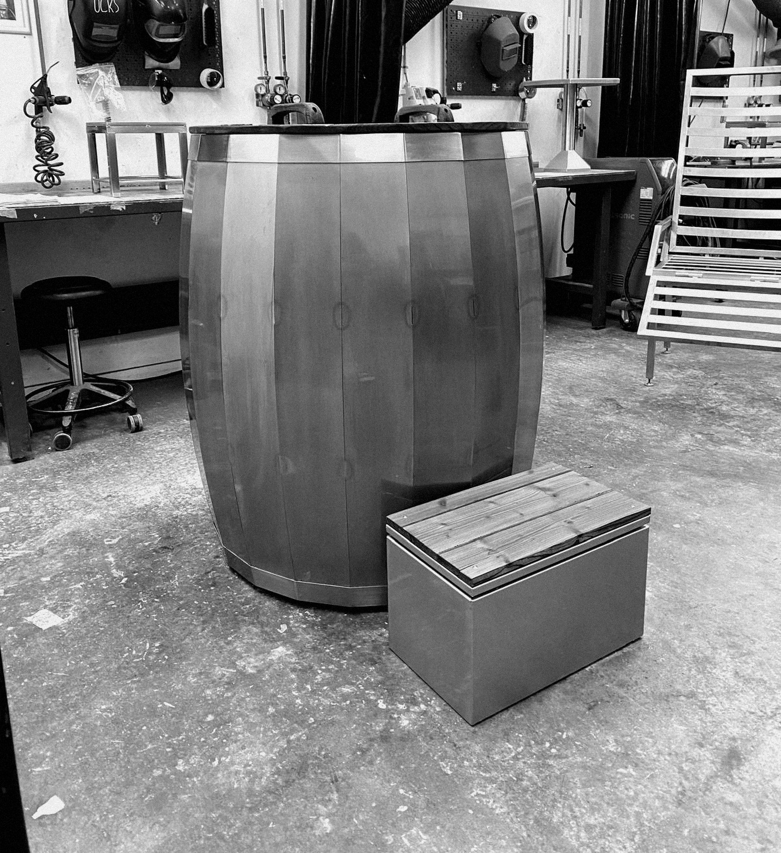 Archival view of the original round vessel with solid timber details